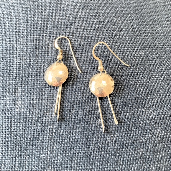 Handmade Silver Minimalist Drop Earrings - Picture 1 of 4